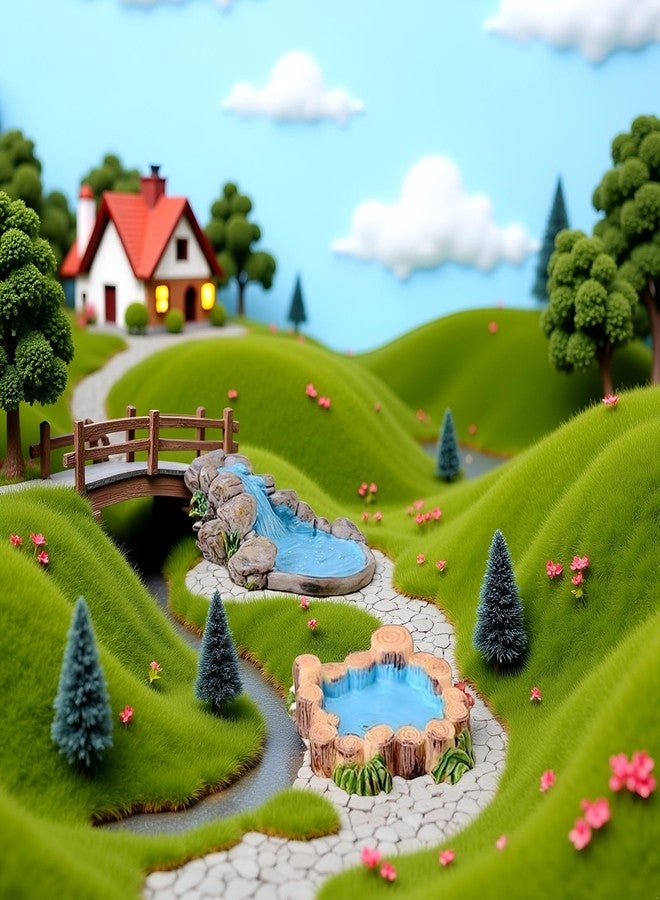 قطعتان، نموذجان، أحواض مائية مصغرة زرقاء يمكنك صنعها بنفسك، زينة لحديقة الجنيات، ديكور لمنزل الدمى الجبلي، تماثيل خارجية، شخصيات قرية أوروبية عتيقة، طراز القصور، ديكورات - Image 5